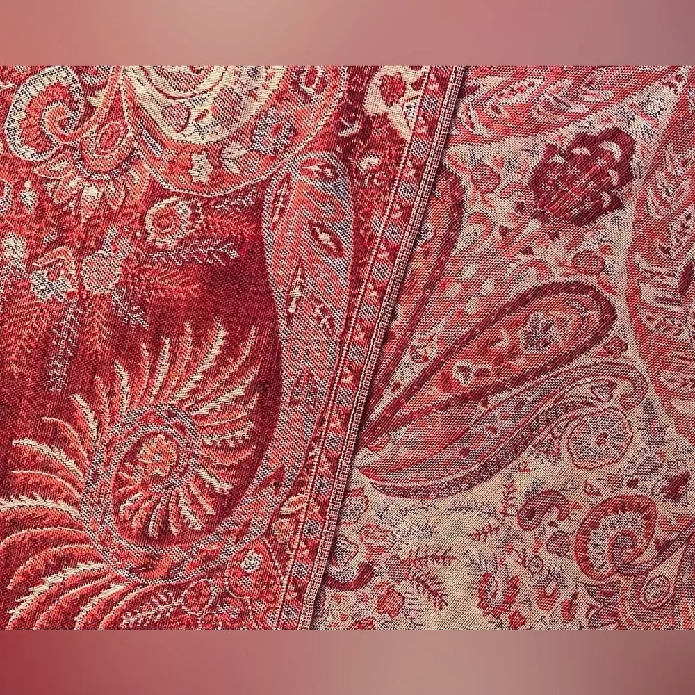 Vibrant Exquisite Red and Gold Paisley Wrap